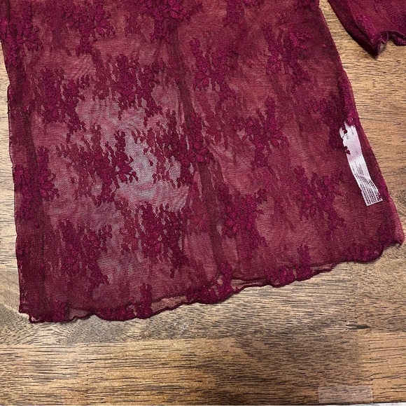 NWOT Free People Layered in Luxe Tee Burgundy Red Size Small Boho Coquette - Picture 5 of 10